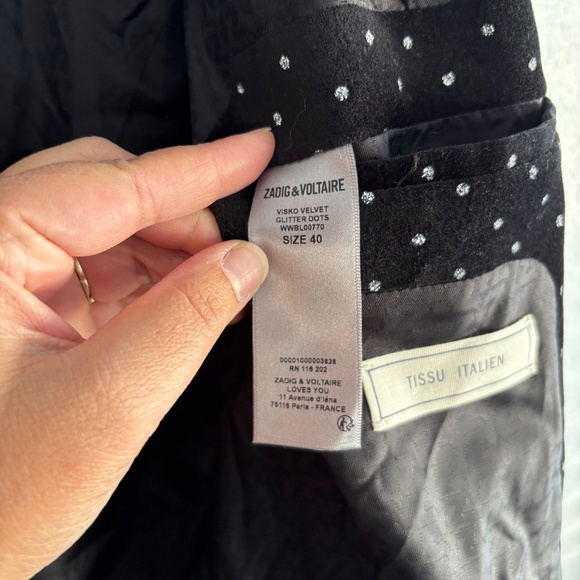 Zadig & Voltaire Black Visko Velvet Glitter Dots Blazer - Picture 4 of 14